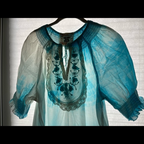 Chelsea and Violet the dyed turquoise blue Tunic Dress with Tassels and ruffles - Picture 7 of 9
